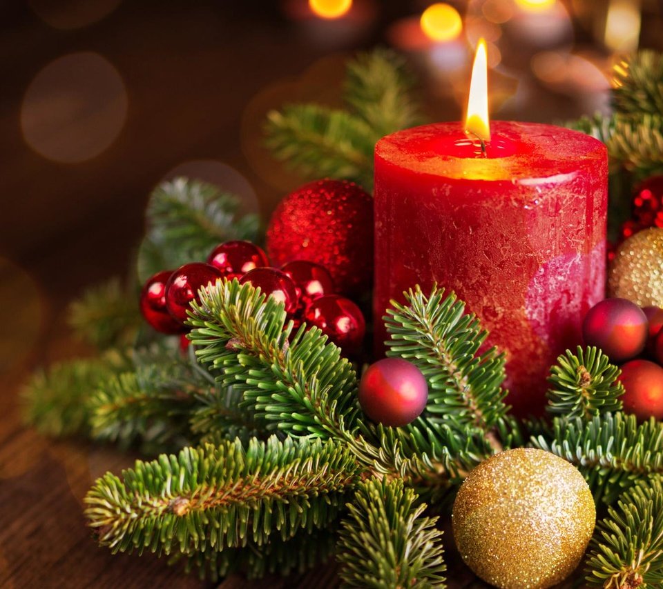 Обои новый год, елка, свеча, рождество, елочные игрушки, new year, tree, candle, christmas, christmas decorations разрешение 1920x1200 Загрузить