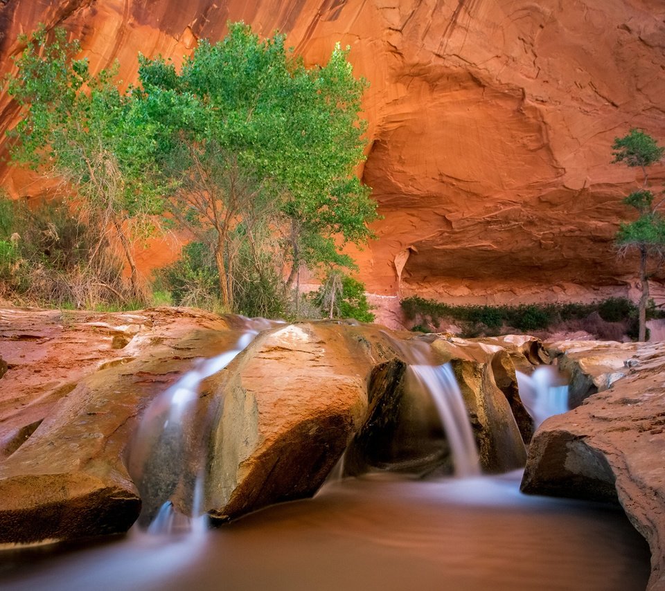 Обои река, скалы, пейзаж, водопад, каньон, david swindler, coyote gulch, эскаланте, river, rocks, landscape, waterfall, canyon, escalante разрешение 1920x1200 Загрузить