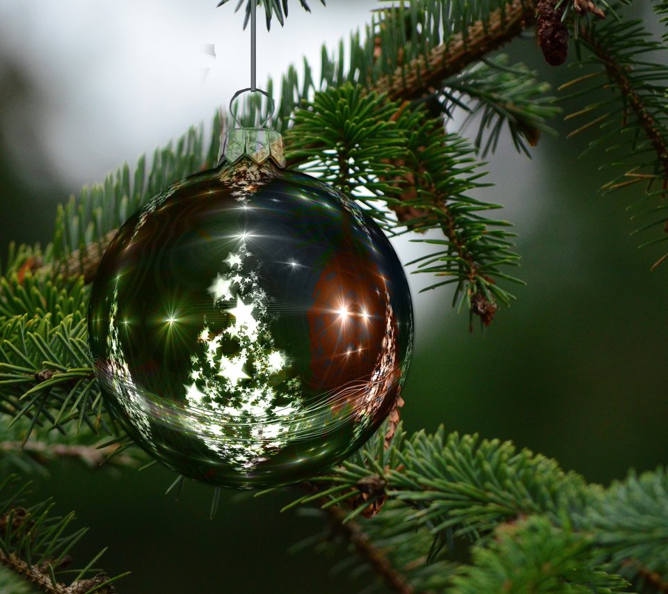 Обои новый год, елка, хвоя, ветки, шар, рождество, new year, tree, needles, branches, ball, christmas разрешение 3840x2400 Загрузить