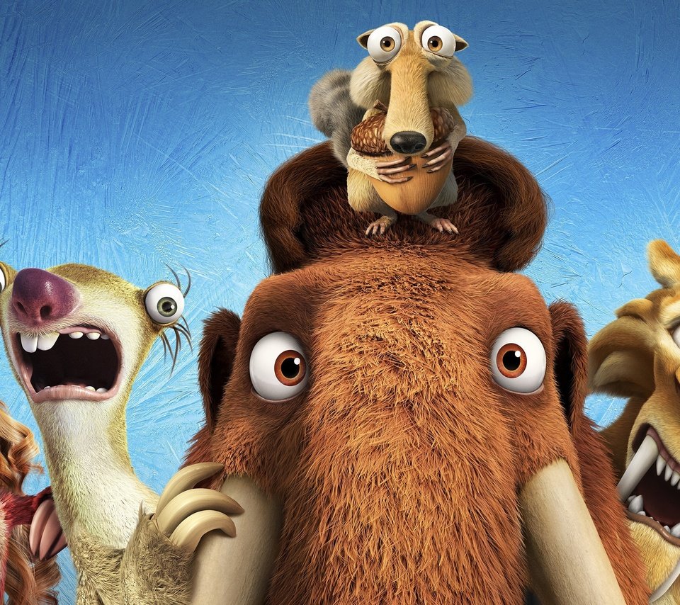 Обои мультфильм, ледниковый период, персонажи, ice age collision course, cartoon, ice age, characters разрешение 3840x2160 Загрузить