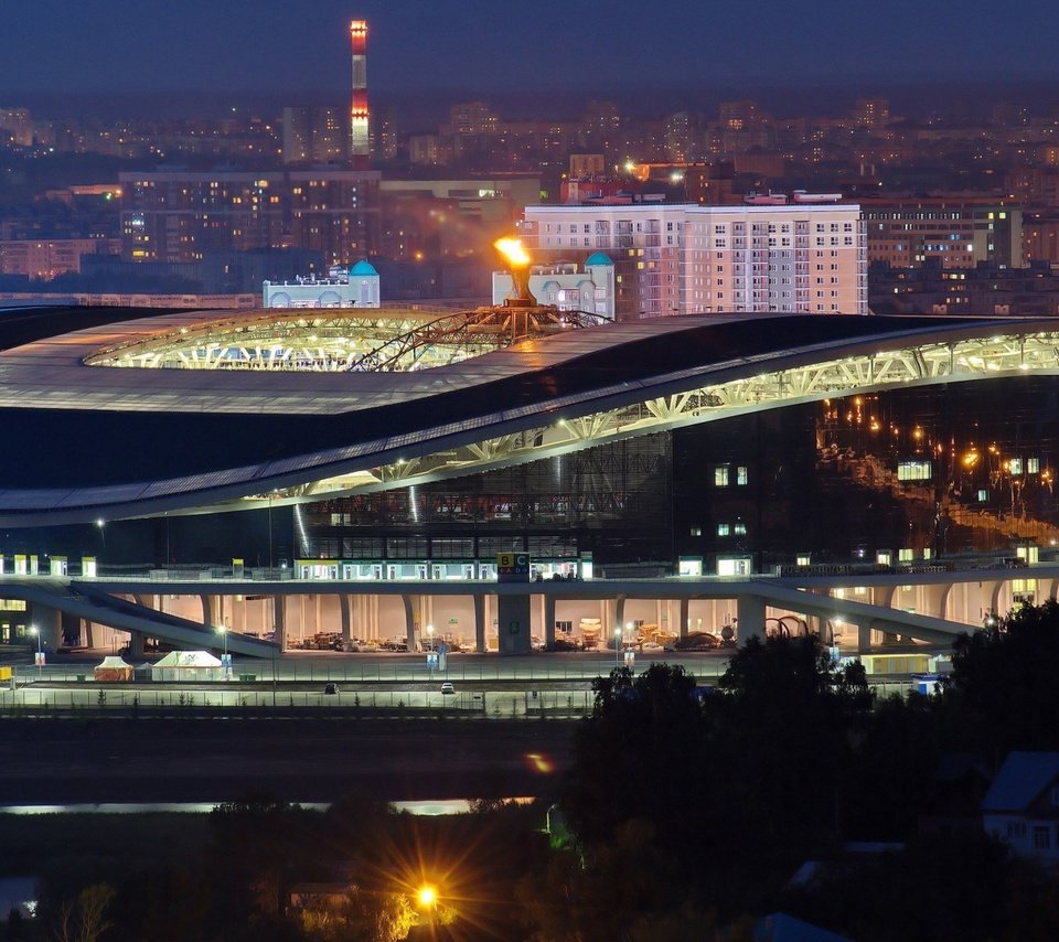 Обои ночь, город, казань, арена, татарстан, night, the city, kazan, arena, tatarstan разрешение 1920x1080 Загрузить