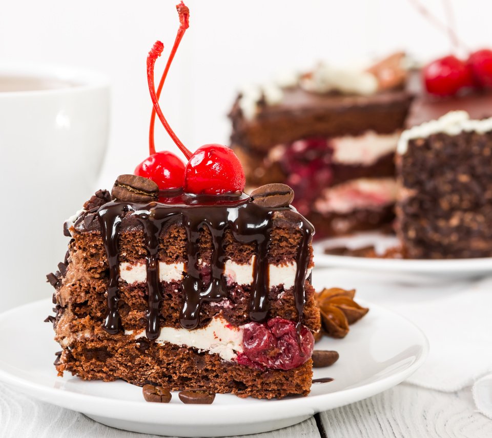 Обои вишня, шоколад, торт, десерт, 28, кусок торта, cherry, chocolate, cake, dessert, piece of cake разрешение 4817x3200 Загрузить