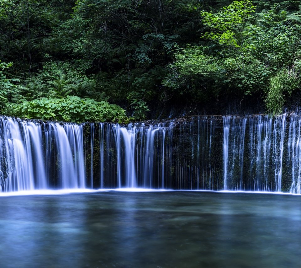 Обои деревья, вода, река, камни, водопад, поток, trees, water, river, stones, waterfall, stream разрешение 3500x1710 Загрузить