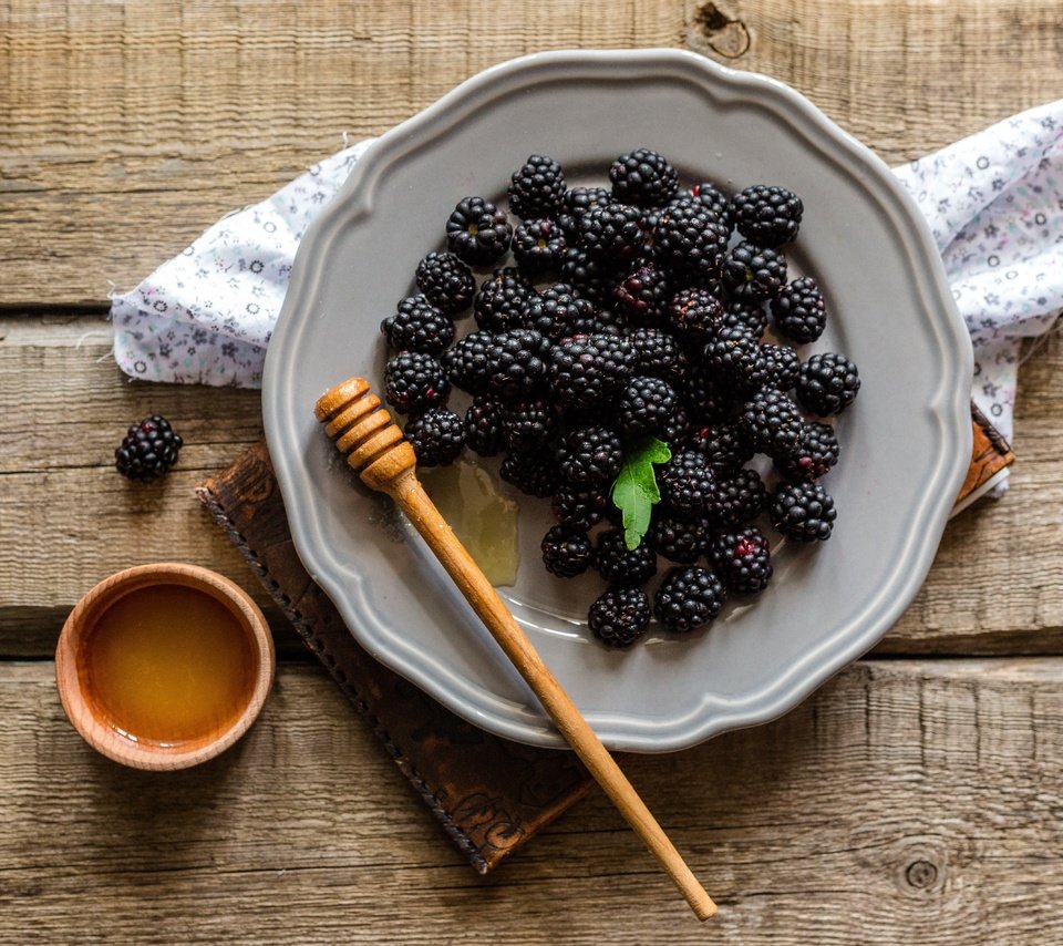 Обои ягоды, мед, тарелка, ежевика, berries, honey, plate, blackberry разрешение 4758x3806 Загрузить