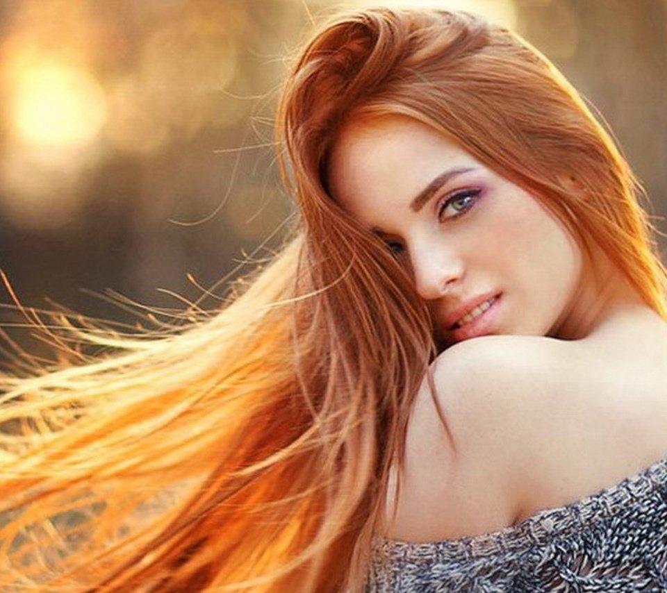 Обои девушка, макияж, рыжая девушка, голые плечи, рыжие волосы, girl, makeup, redhead girl, bare shoulders, red hair разрешение 1920x1080 Загрузить