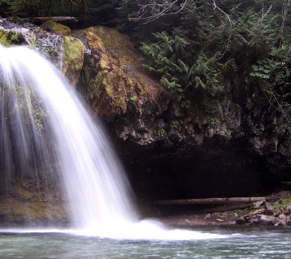 Обои природа, скала, водопад, nature, rock, waterfall разрешение 1920x1080 Загрузить