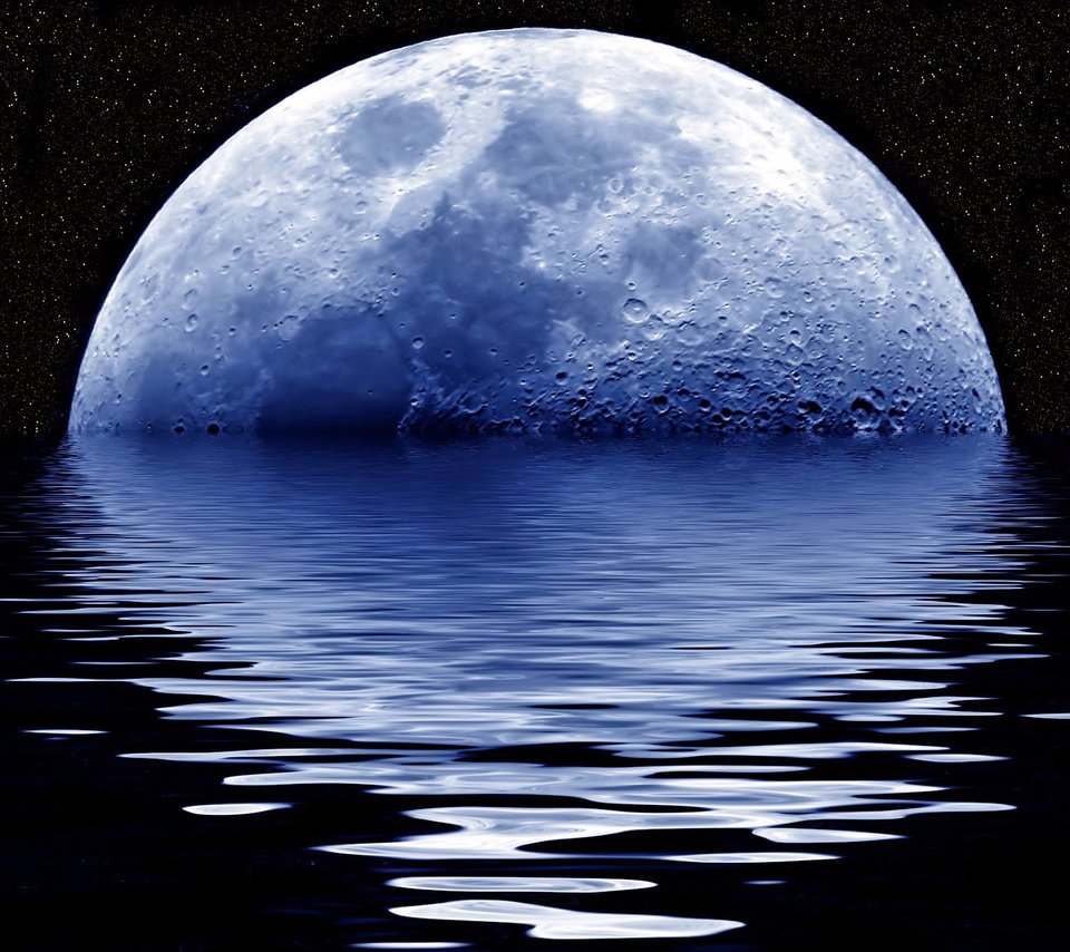 Обои ночь, вода, луна, night, water, the moon разрешение 2048x1365 Загрузить