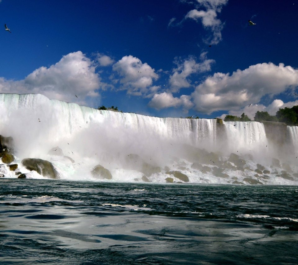 Обои небо, облака, водопад, канада, онтарио, ниагарский водопад, the sky, clouds, waterfall, canada, ontario, niagara falls разрешение 3840x2160 Загрузить