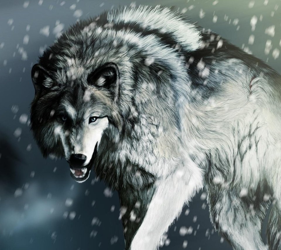 Обои морда, снег, лапы, взгляд, рендеринг, хищник, оскал, волк, face, snow, paws, look, rendering, predator, grin, wolf разрешение 1920x1080 Загрузить