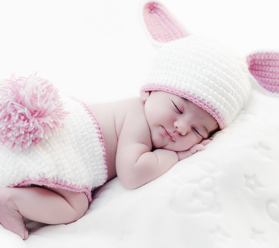 Обои сон, ушки, ребенок, одеяло, малыш, младенец, шапочка, зайчик, хвостик, ponytail, sleep, ears, child, blanket, baby, cap, bunny разрешение 3600x2384 Загрузить