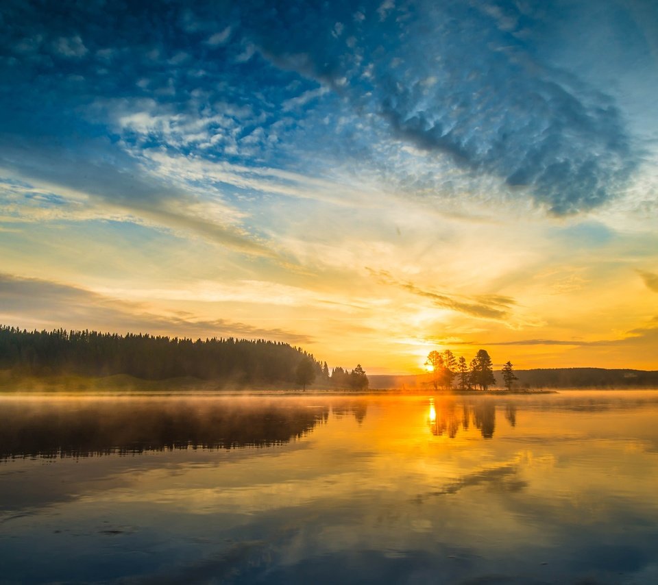 Обои озеро, природа, закат, lake, nature, sunset разрешение 3840x2160 Загрузить