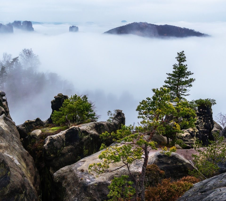 Обои горы, природа, туман, mountains, nature, fog разрешение 6000x3375 Загрузить