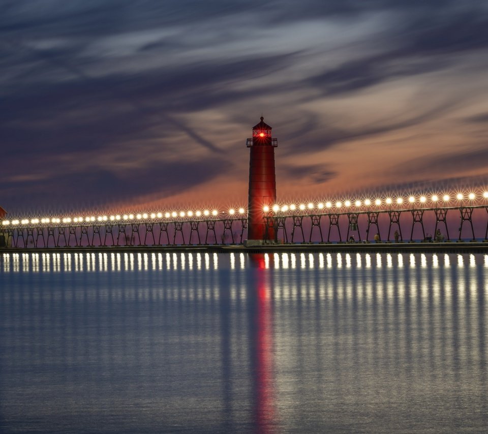 Обои маяк, мичиган, lighthouse, michigan разрешение 3840x2160 Загрузить