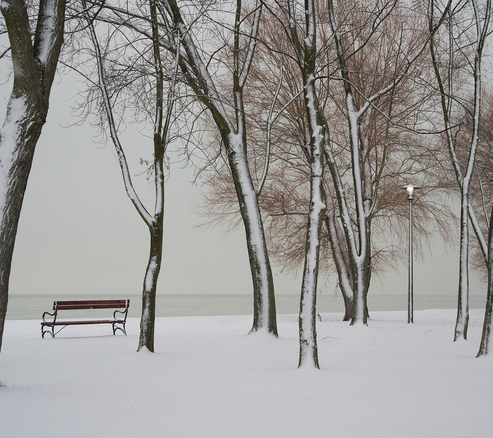 Обои река, берег, зима, скамья, river, shore, winter, bench разрешение 2048x1367 Загрузить