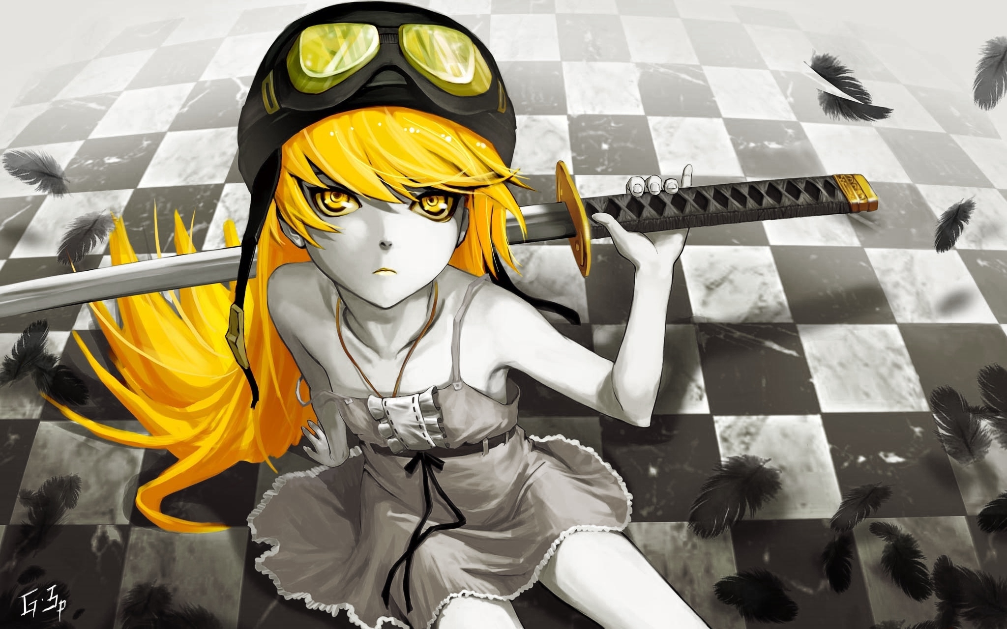 Скачать обои обои, девушка, меч, аниме, bakemonogatari разрешение 1280x800  #1426