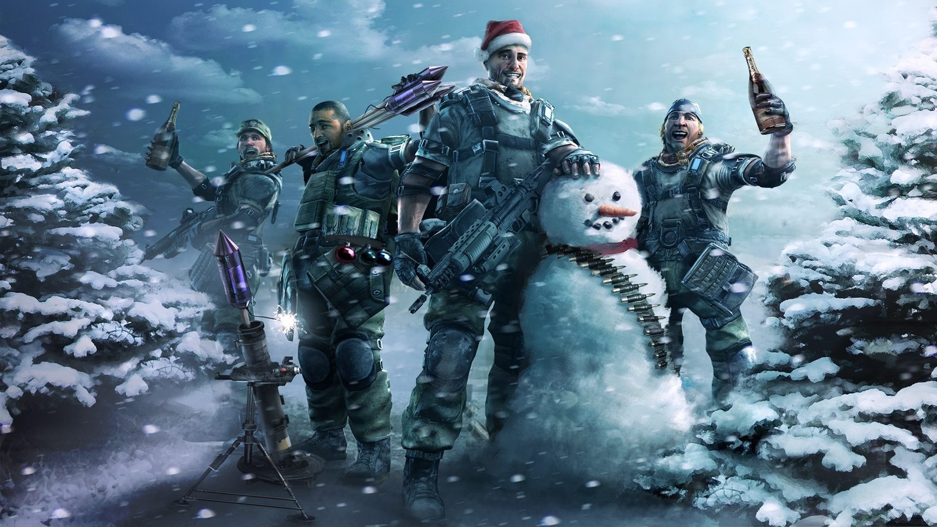 Обои зима, радость, снеговик, killzone 2, мужики, winter, joy, snowman, men разрешение 1920x1080 Загрузить