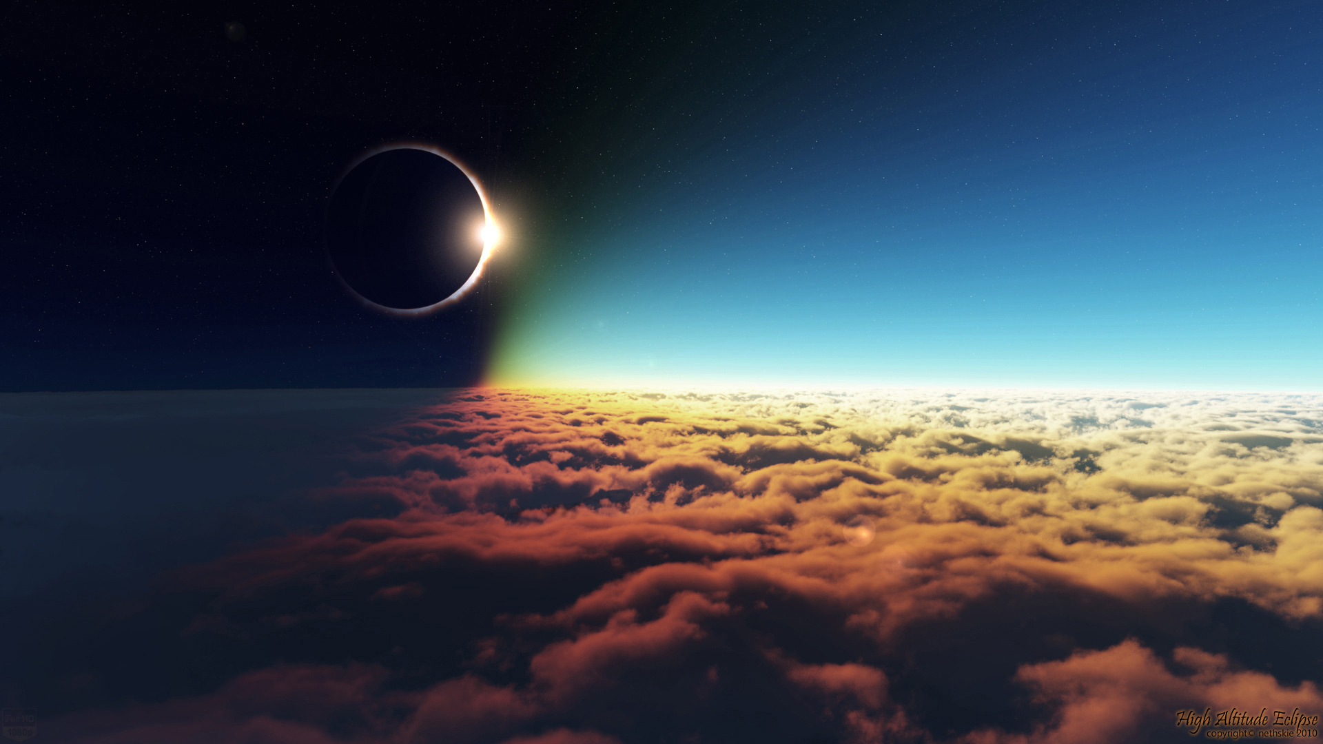 Обои облака, солнце, затмение, clouds, the sun, eclipse разрешение 1920x1080 Загрузить