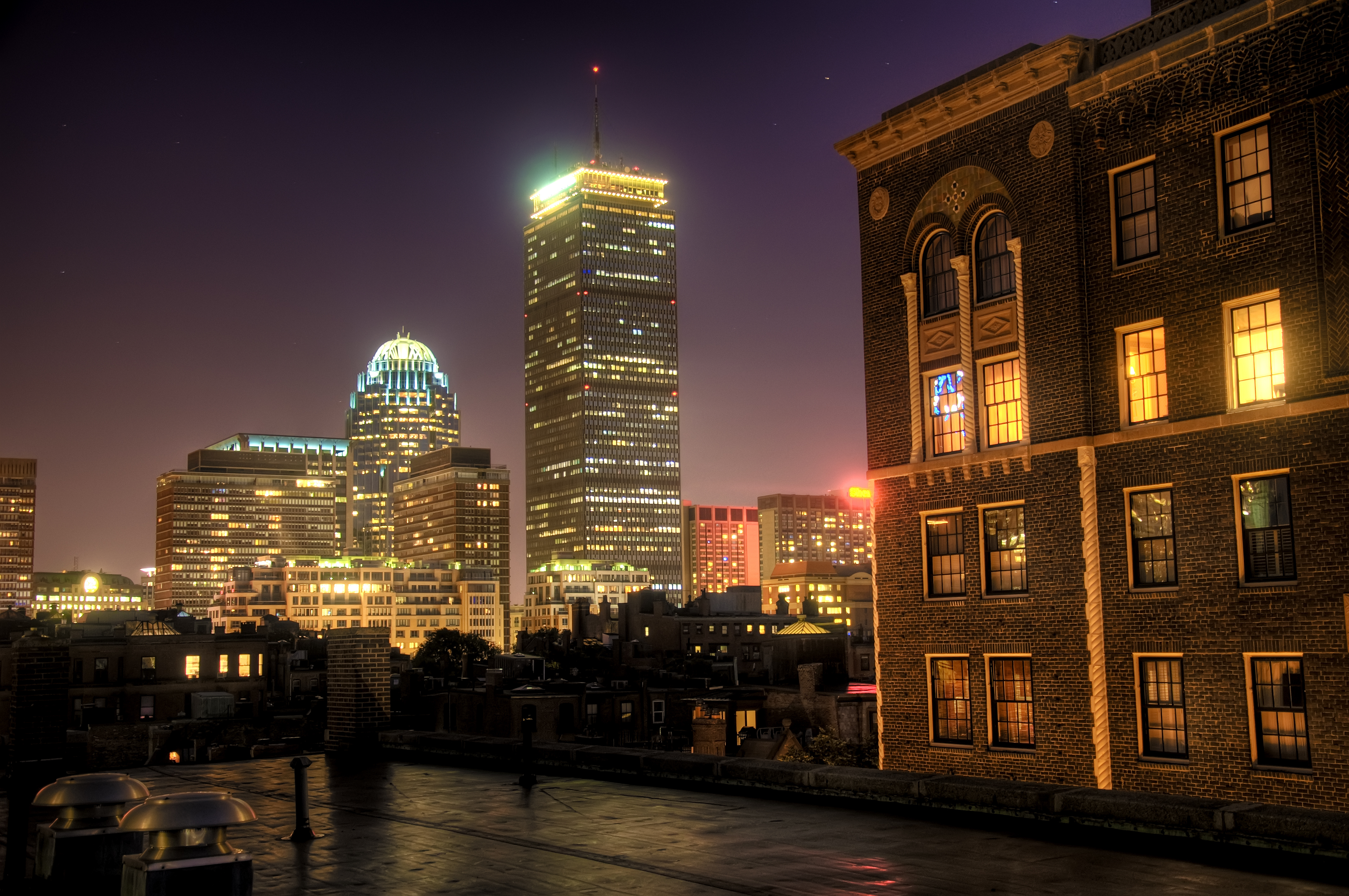 Бостон, США, ночь, огни бесплатно