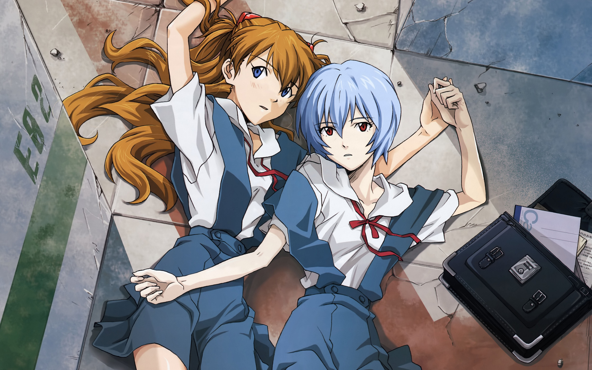 Скачать обои neon genesis evangelion, asuka langley soryu, ayanami rei  разрешение 1024x1024 #4588