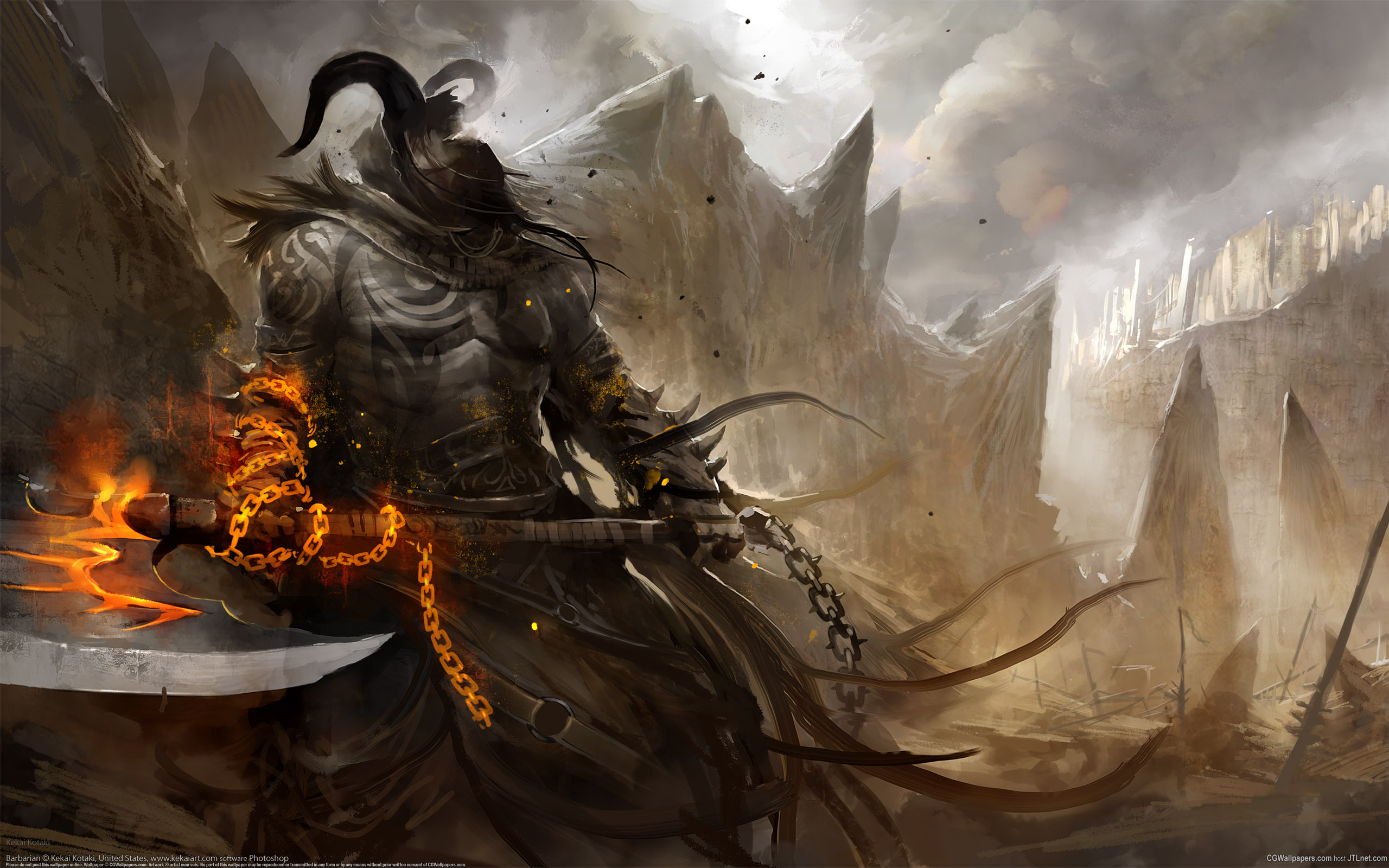 Обои рисунок, воин, демон, топор, figure, warrior, the demon, axe разрешение 2560x1600 Загрузить
