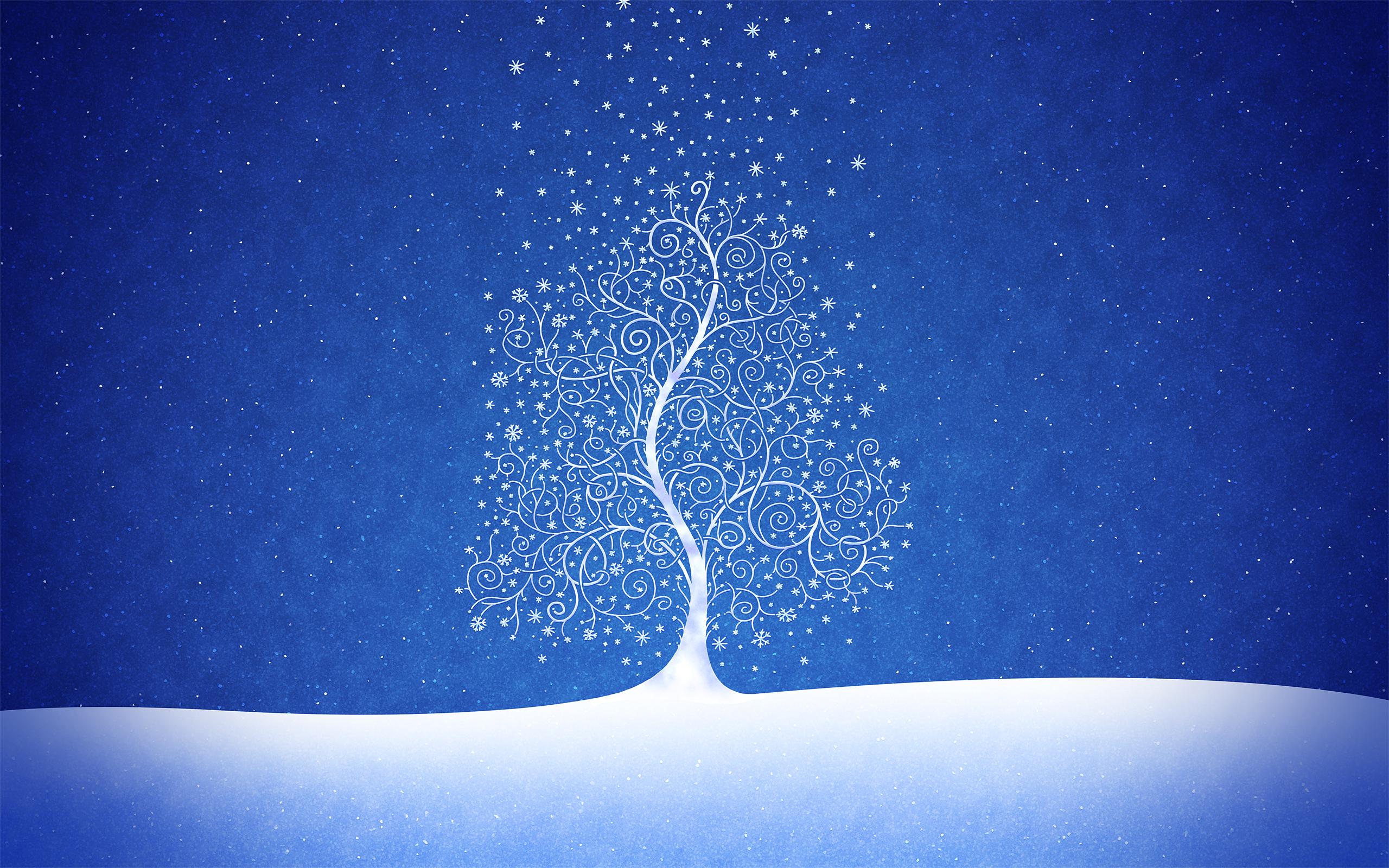 Обои рисунок, снег, дерево, новый год, синий, ри, figure, snow, tree, new year, blue разрешение 2560x1600 Загрузить