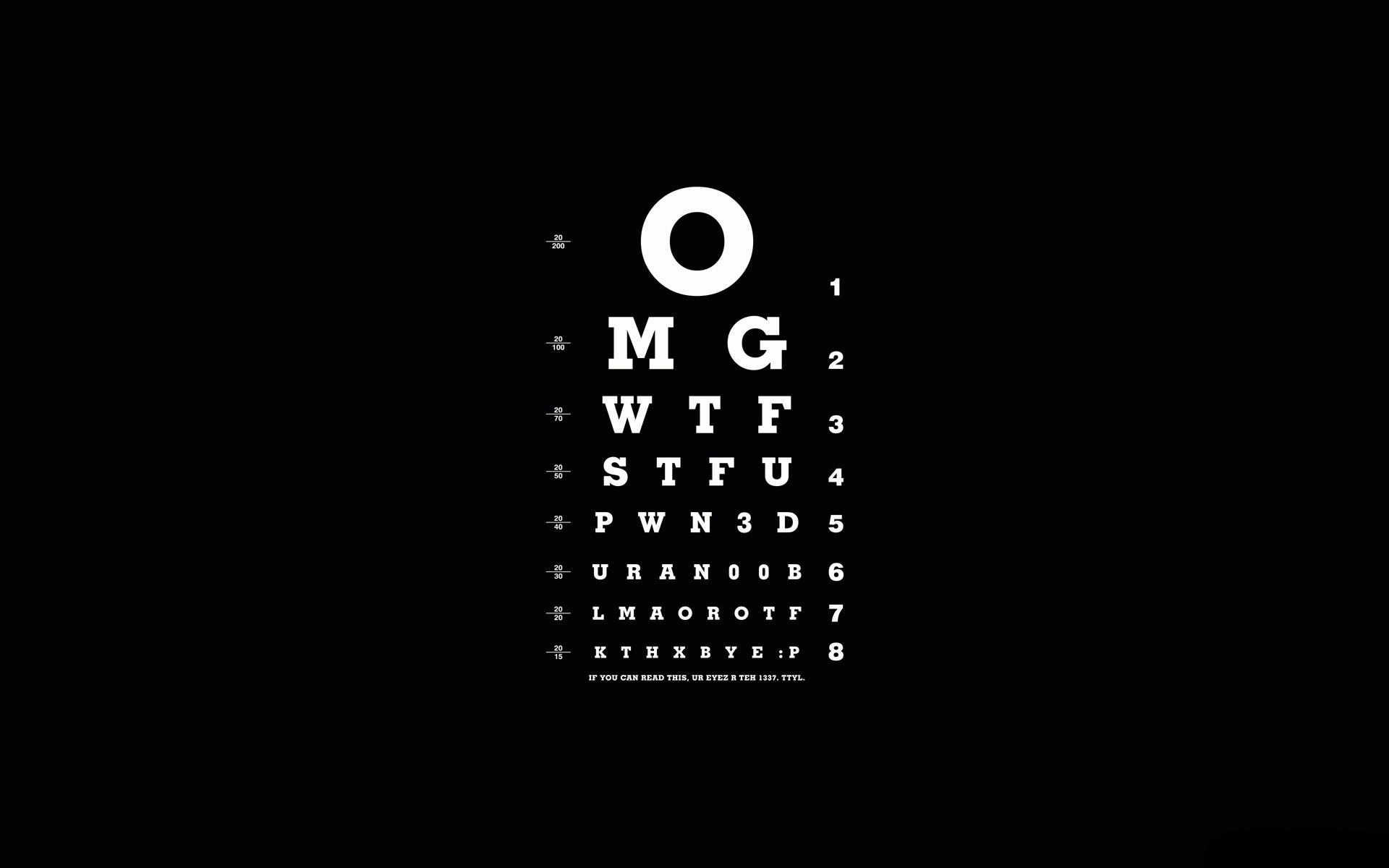 Обои черный, белый, буквы, проверка зрения, разный шрифт, black, white, letters, vision screening, different font разрешение 1920x1200 Загрузить