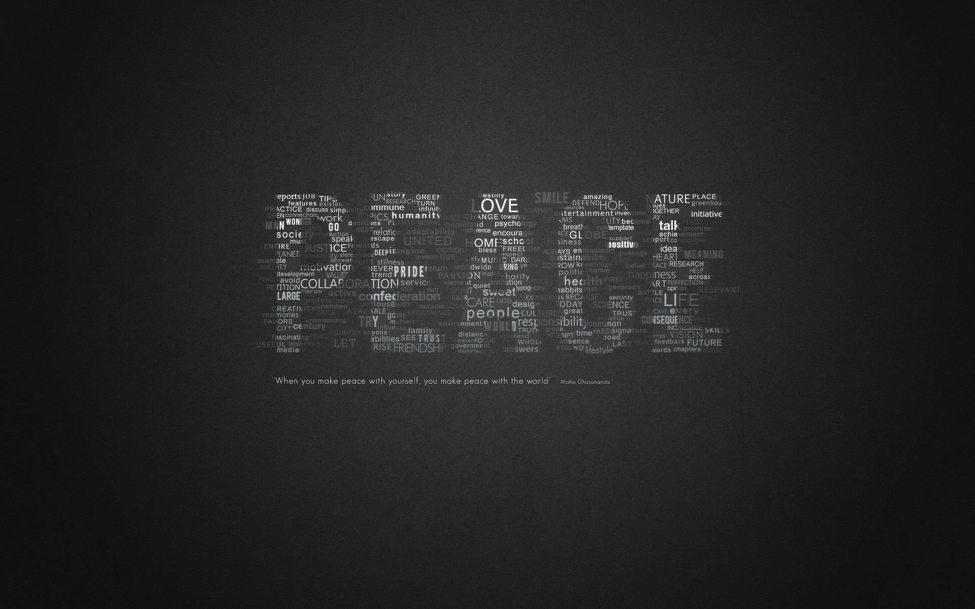 Обои слова, мир, выражение, цитата, покой, words, the world, the expression, quote, peace разрешение 1920x1200 Загрузить