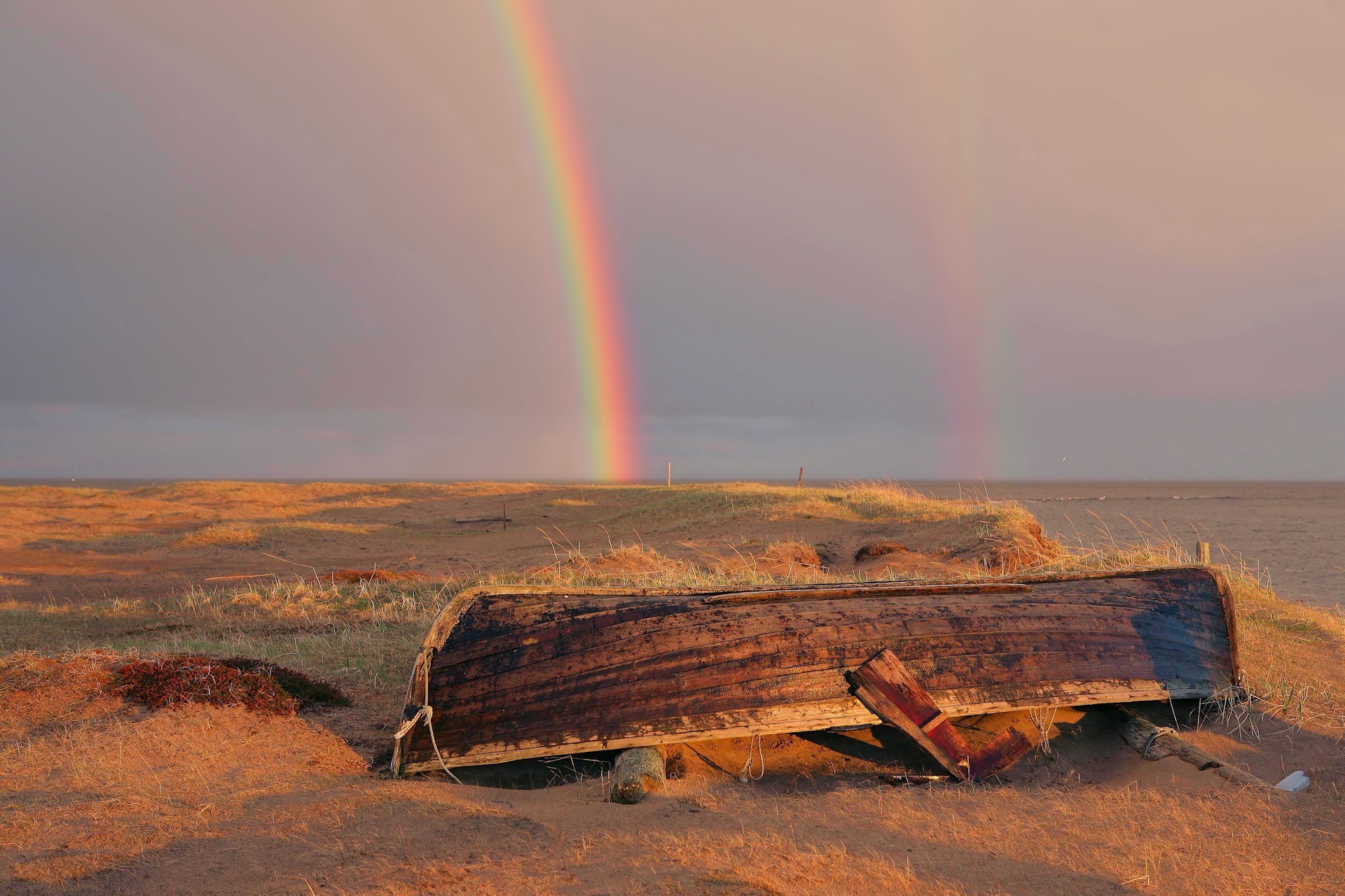 Обои берег, радуга, лодка, shore, rainbow, boat разрешение 1920x1280 Загрузить