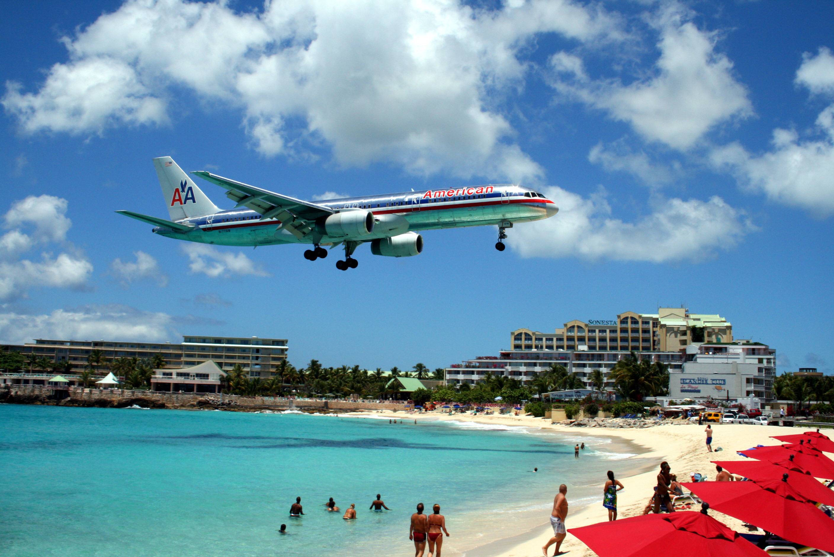 Обои самолет, транспорт, american 757, st.maarten airport, the plane, transport разрешение 2816x1880 Загрузить