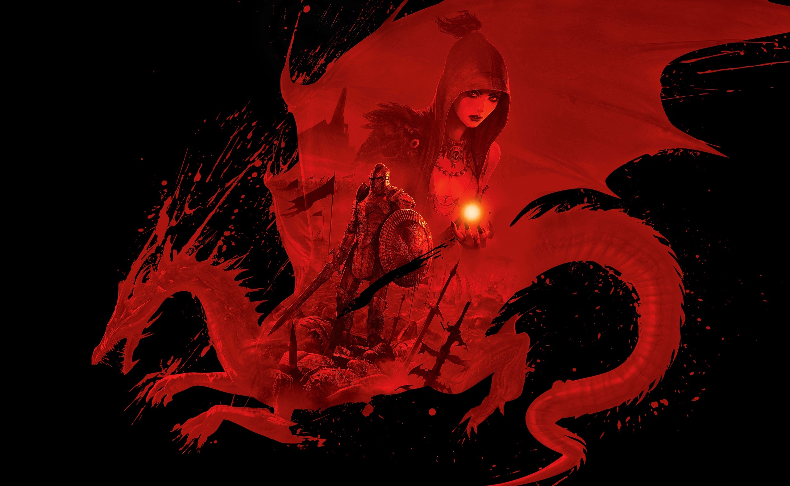 Обои дракон, красный, dragon age origins, dungeons & dragons, d & d, dragon, red разрешение 2560x1575 Загрузить