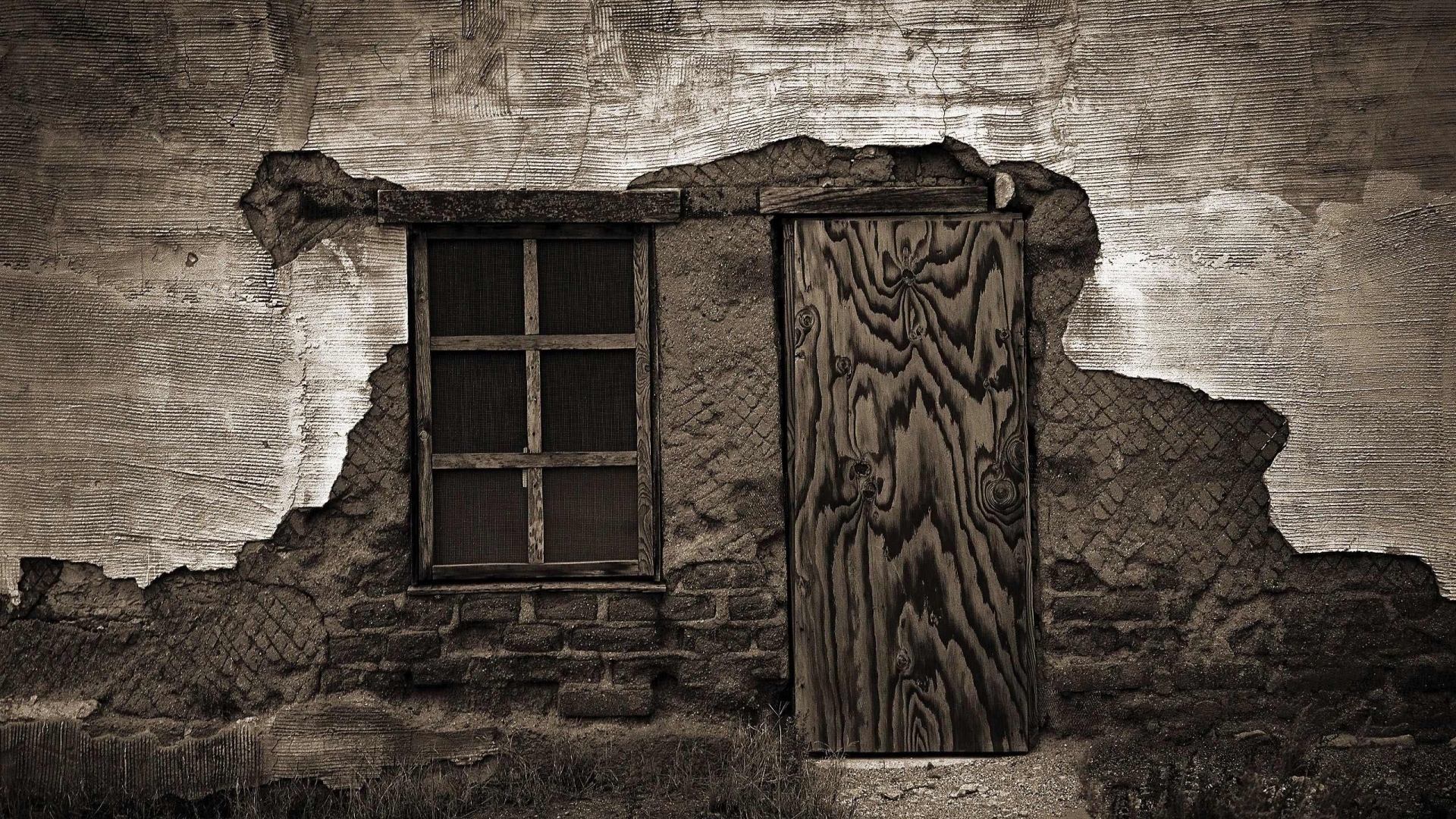 Обои дверь, разное, окно, старый дом, ветхая стена, retro wallpapers, the door, different, window, old house, the old wall разрешение 1920x1080 Загрузить