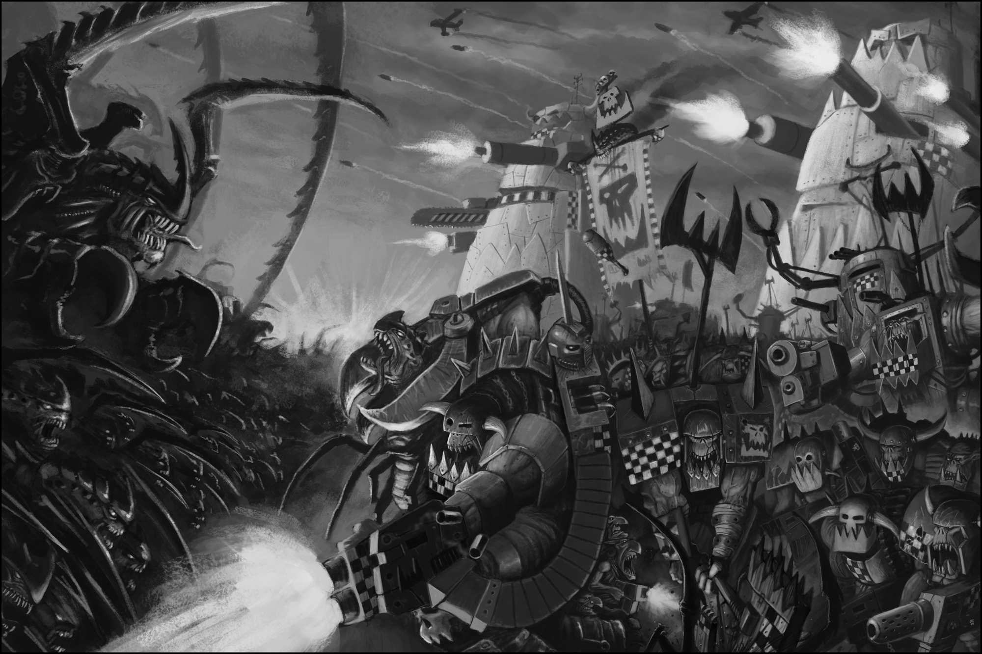 Обои тираниды, орки, warhammer 40000, orks, тиранид, tyranids, orcs разрешение 2000x1333 Загрузить