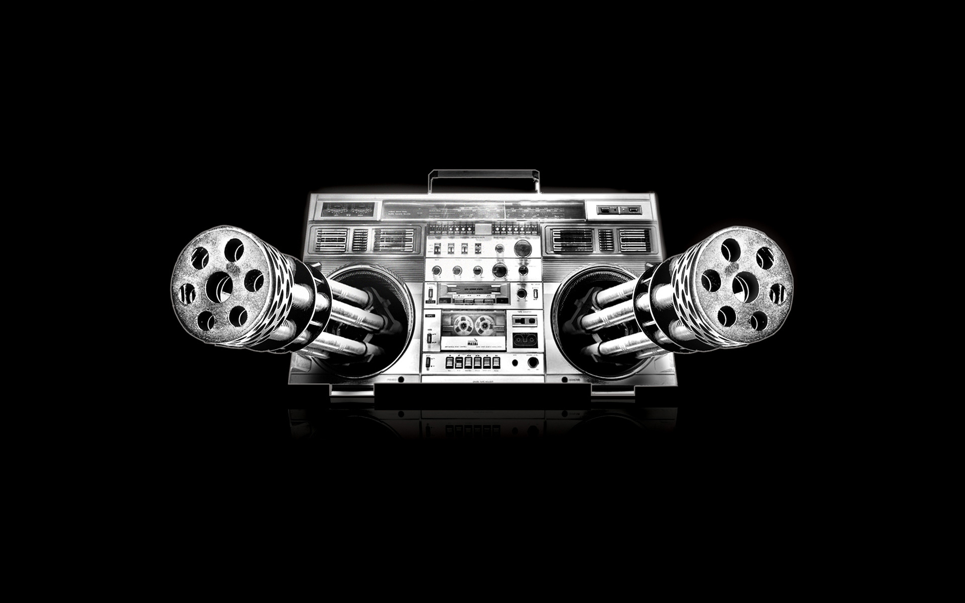 Обои музыка, пулеметы, магнитофон, кассетник, опасно, music, guns, tape, cassette, dangerous разрешение 1920x1200 Загрузить