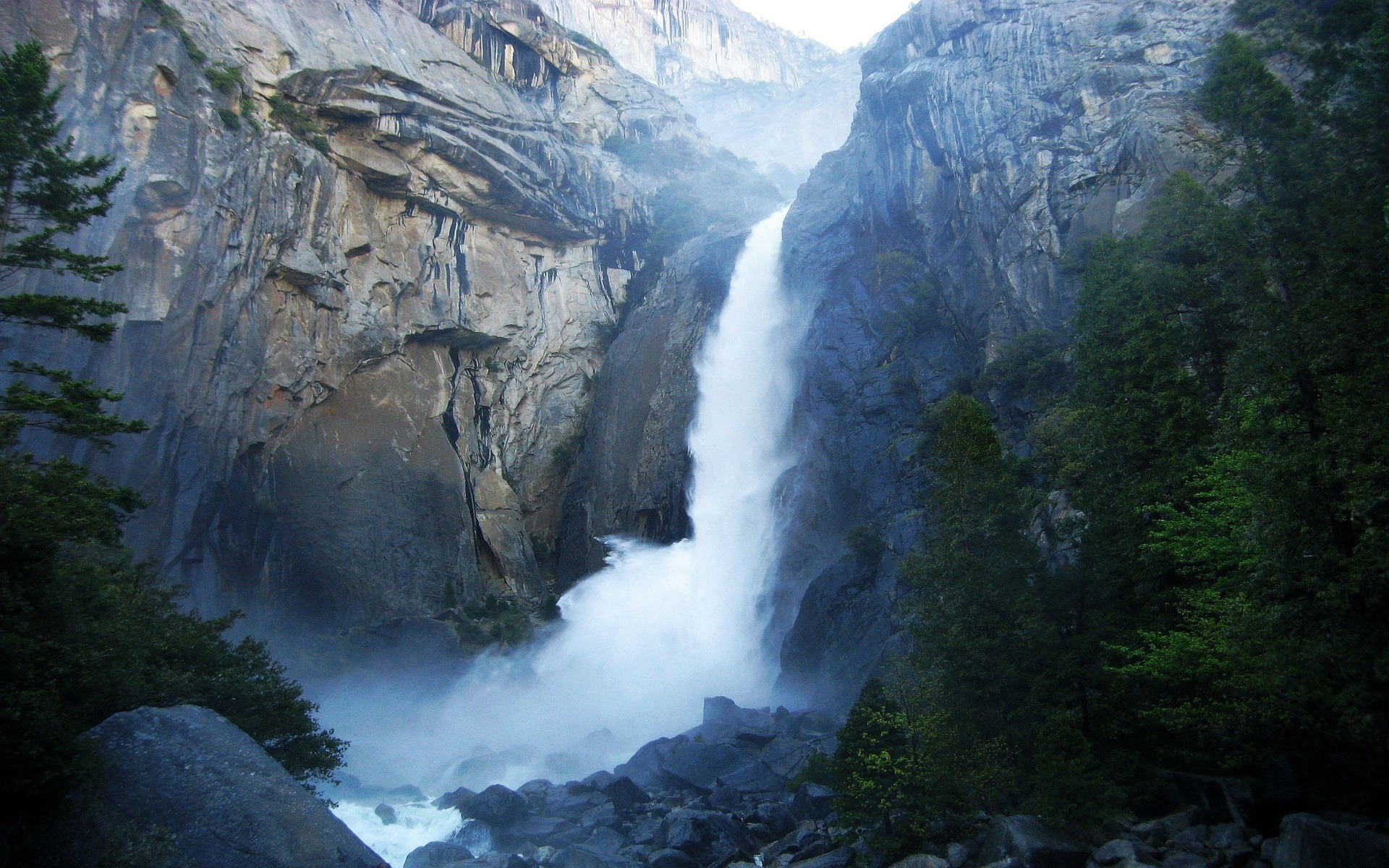 природа водопад скалы горы загрузить