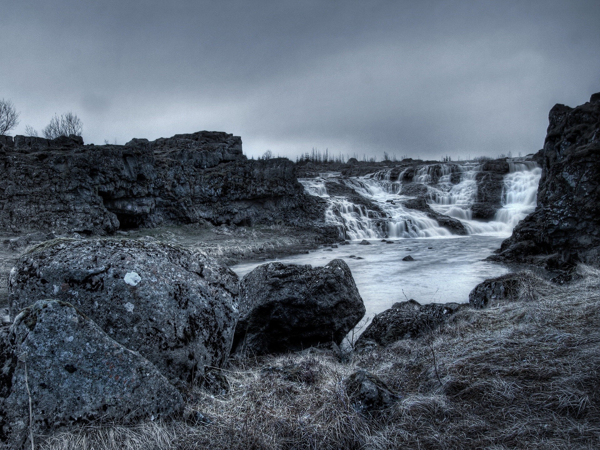 Обои вода, скалы, пейзаж, водопад, water, rocks, landscape, waterfall разрешение 1920x1440 Загрузить