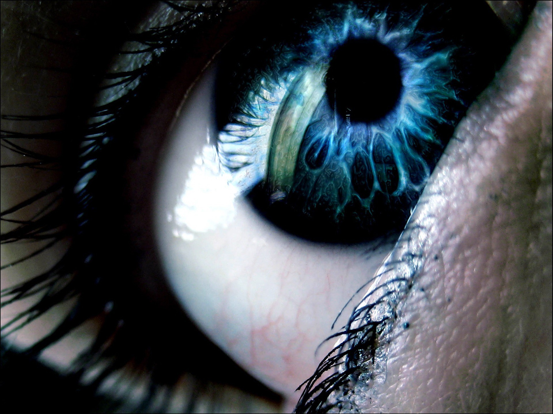 Обои мрак, глаз, зрачок, ресницы, the darkness, eyes, the pupil, eyelashes разрешение 1920x1440 Загрузить