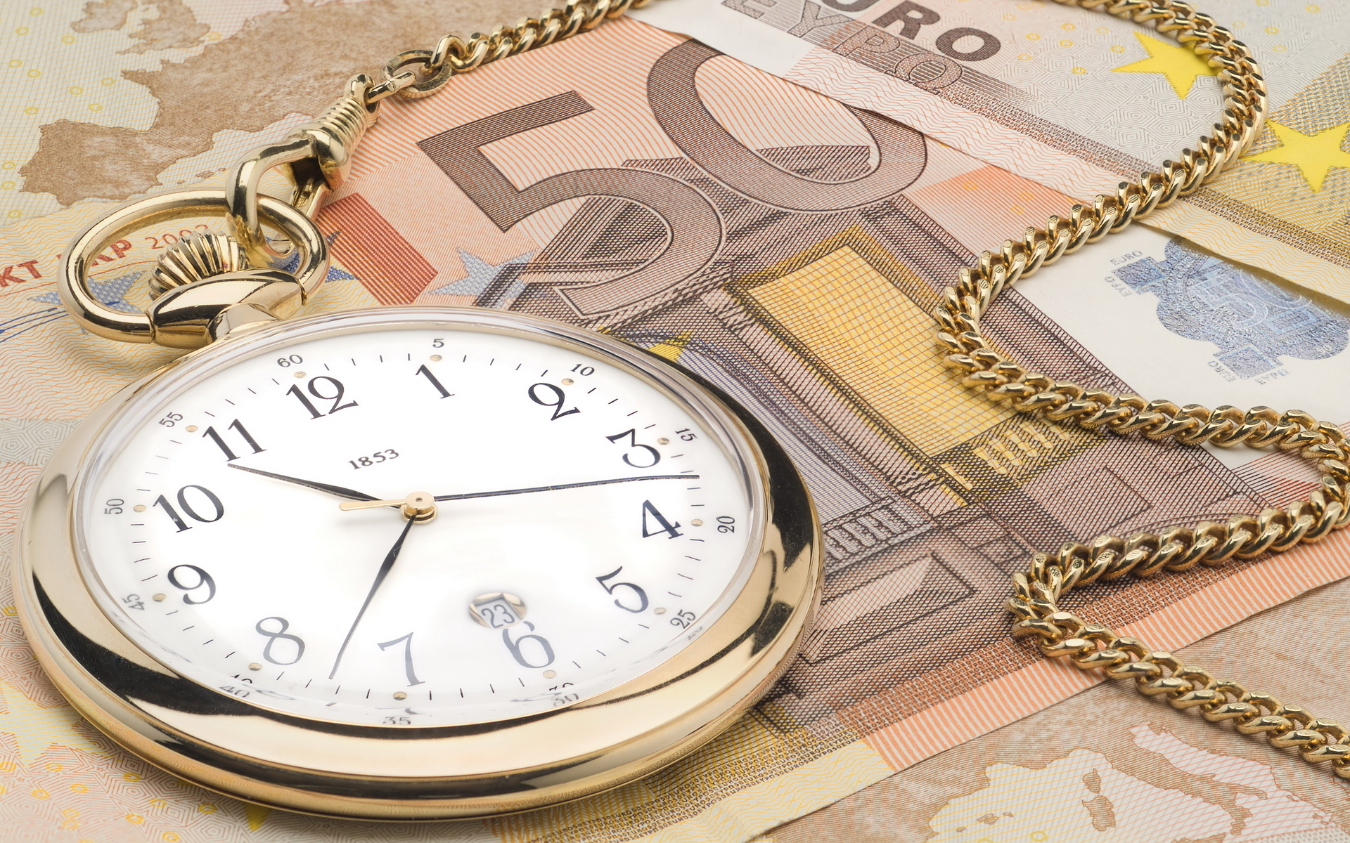 Обои часы, деньги, время, евро, watch, money, time, euro разрешение 1920x1200 Загрузить
