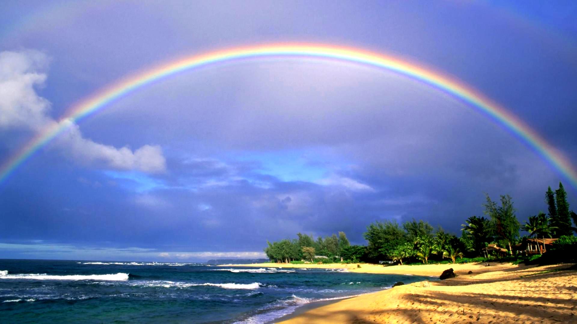 Обои волны, море, песок, пляж, радуга, wave, sea, sand, beach, rainbow разрешение 1920x1080 Загрузить