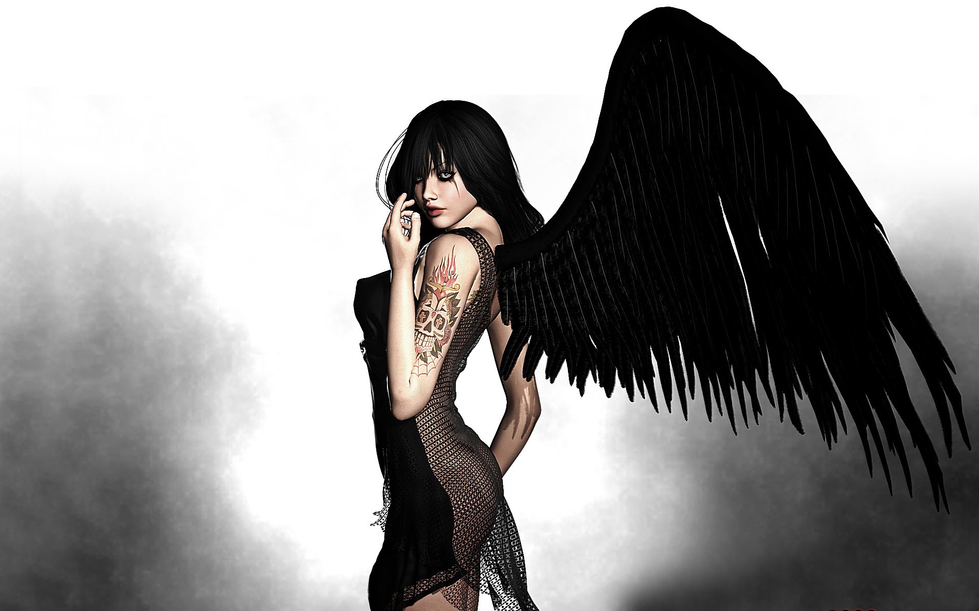 Обои крылья, черный, ангел, фчя64, wings, black, angel разрешение 1920x1200 Загрузить
