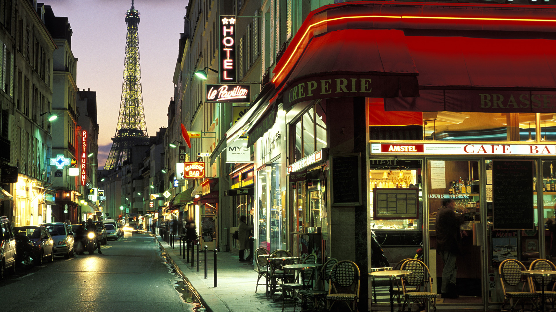 Обои вечер, париж, улица, франция, the evening, paris, street, france разрешение 1920x1080 Загрузить