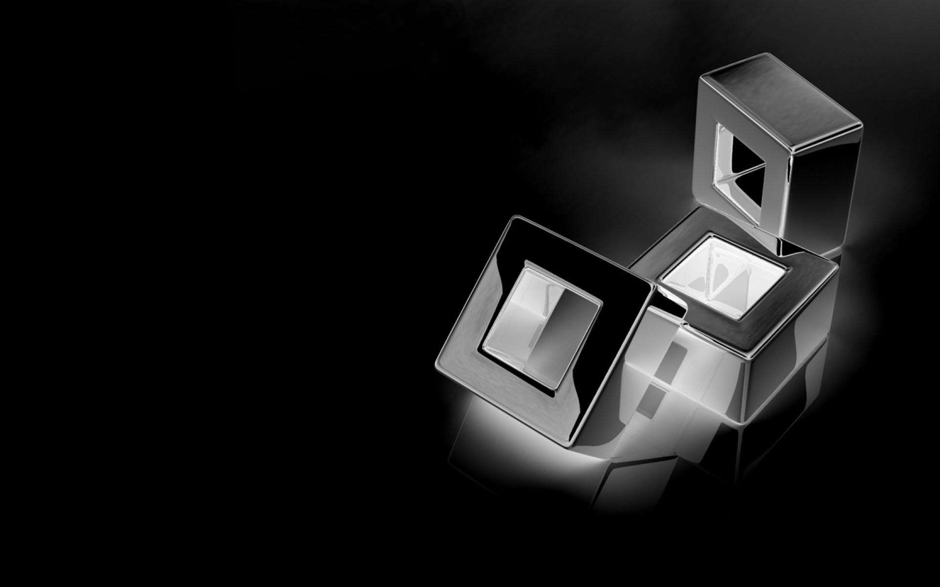Обои свет, отражение, чёрно-белое, кубики, квадраты, кубы, квадратные рамки, light, reflection, black and white, cubes, squares, cuba, square frames разрешение 1920x1200 Загрузить