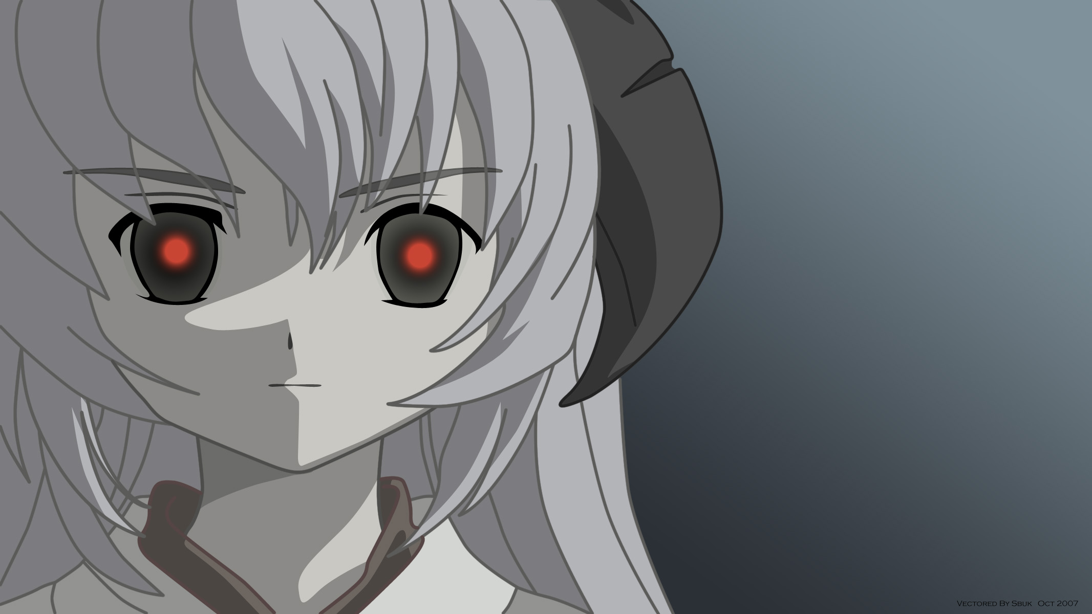 Скачать обои вектор, рога, длинные волосы, higurashi no naku koro ni,  hanyuu разрешение 320x480 #38986