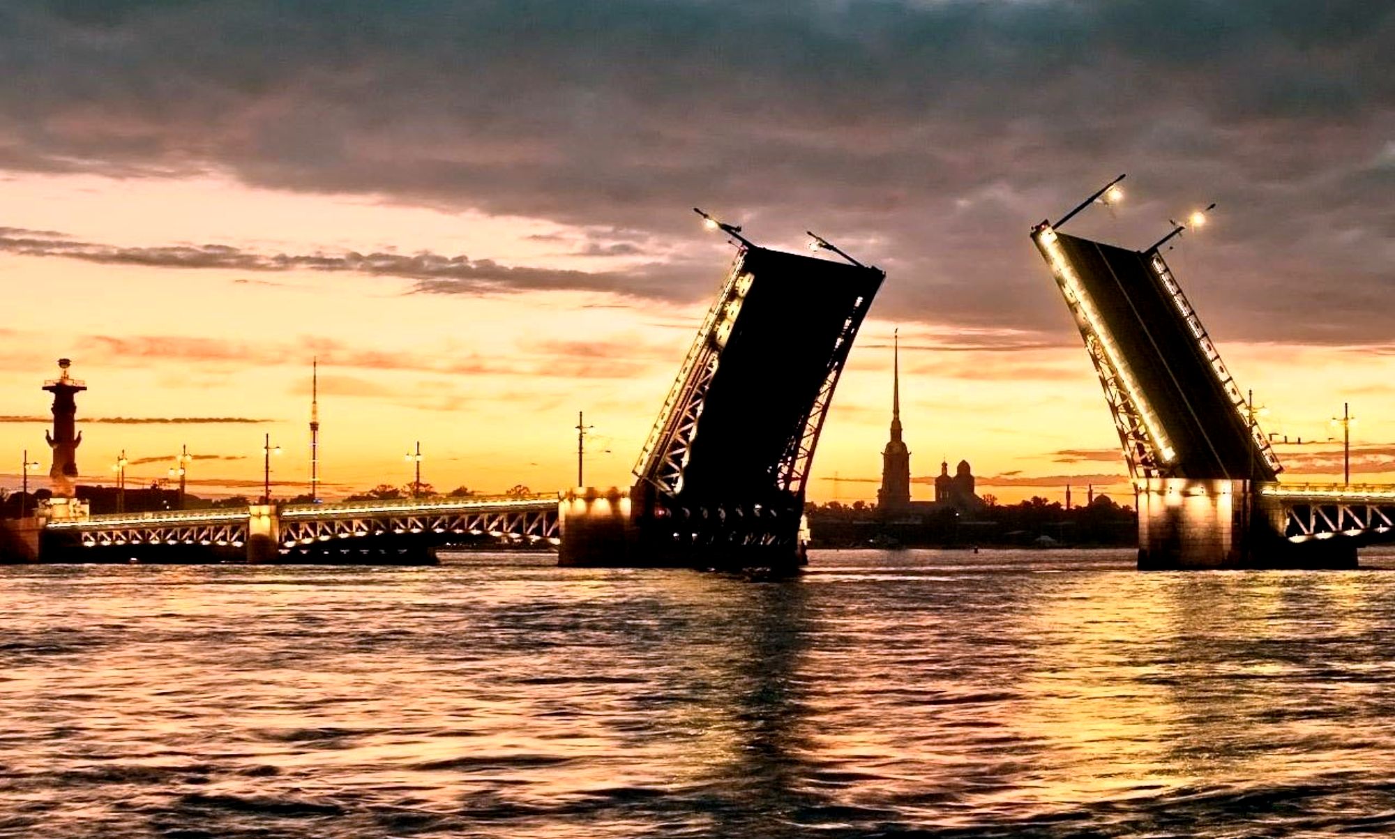 Обои россия, санкт-петербург, дворцовый мост, разводной мост, russia, saint petersburg, the palace bridge, drawbridge разрешение 2000x1203 Загрузить