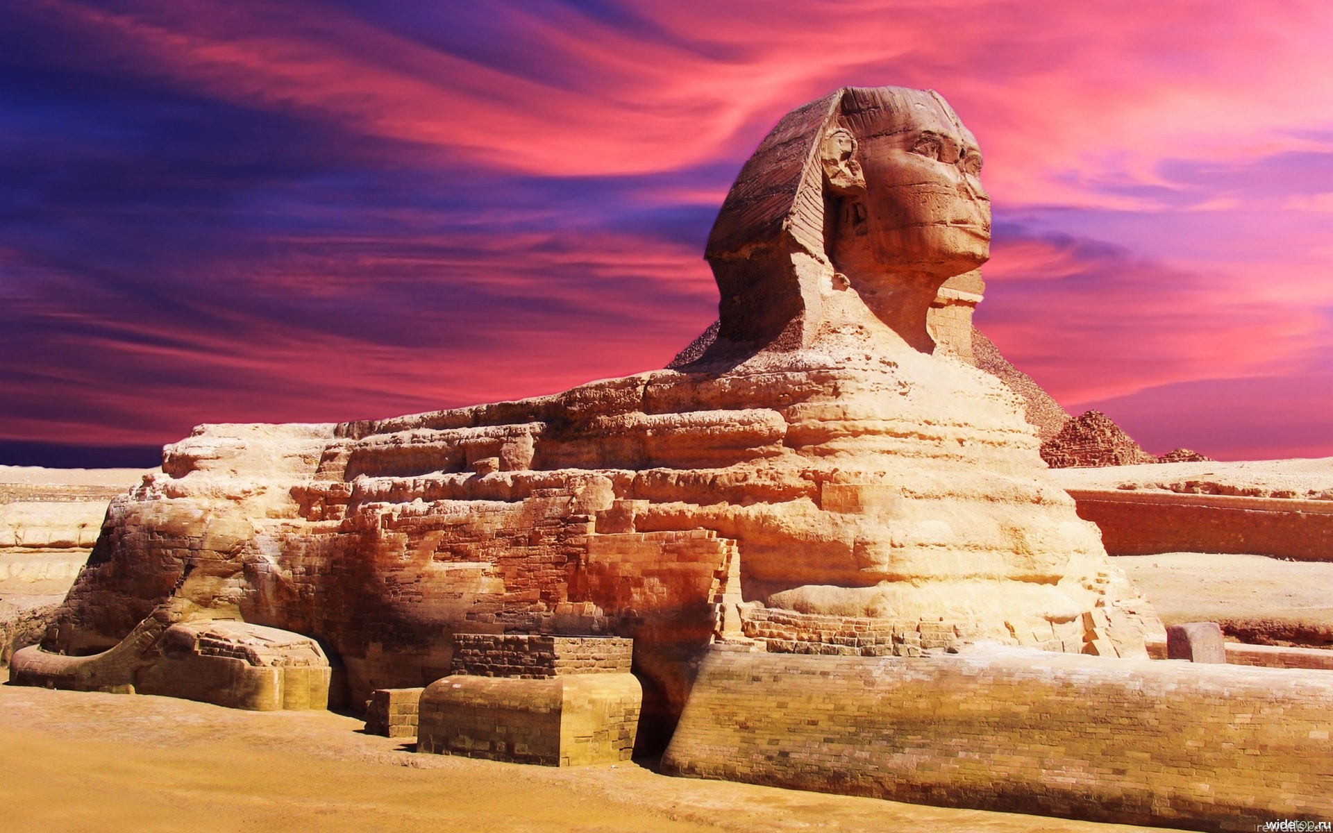 Great Sphinx, Chephren Pyramid, Giza, Egypt скачать