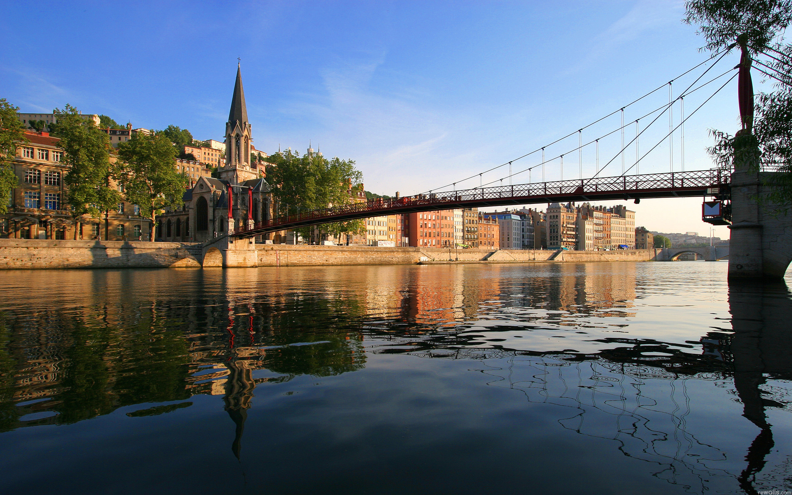 Обои река, мост, город, франция, лион, river, bridge, the city, france, lyon разрешение 2560x1600 Загрузить