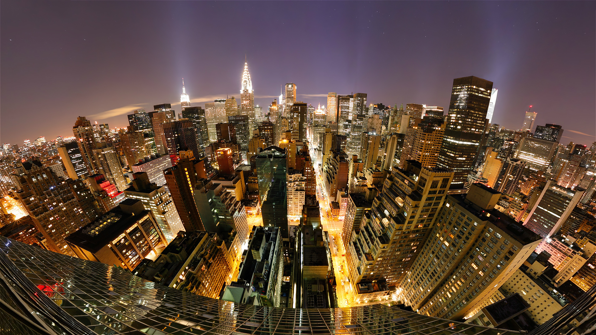 Обои ночь, вид, нью-йорк, манхеттен, night, view, new york, manhattan разрешение 1920x1080 Загрузить