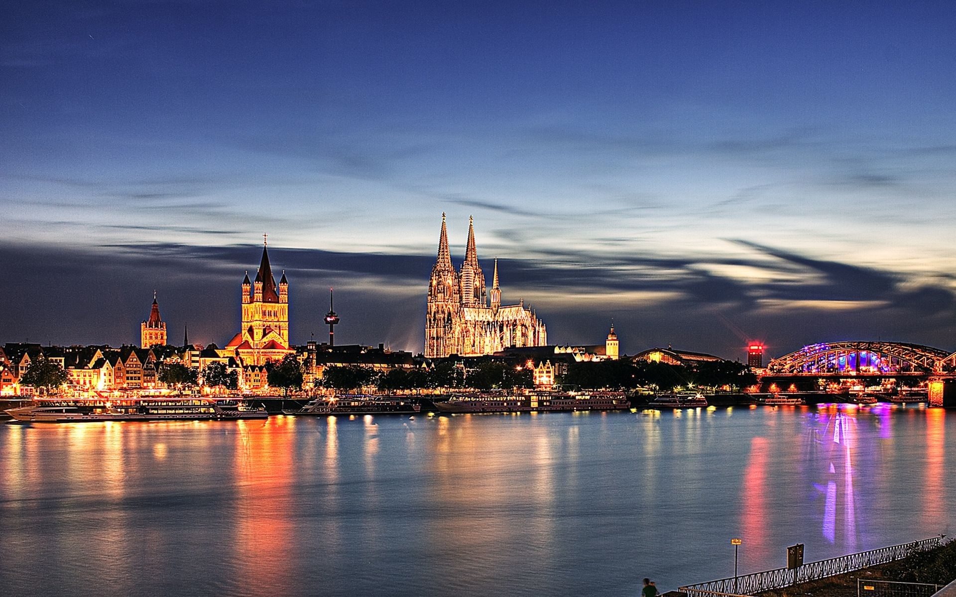 страны архитектура вечер река Германия country architecture evening river Germany скачать