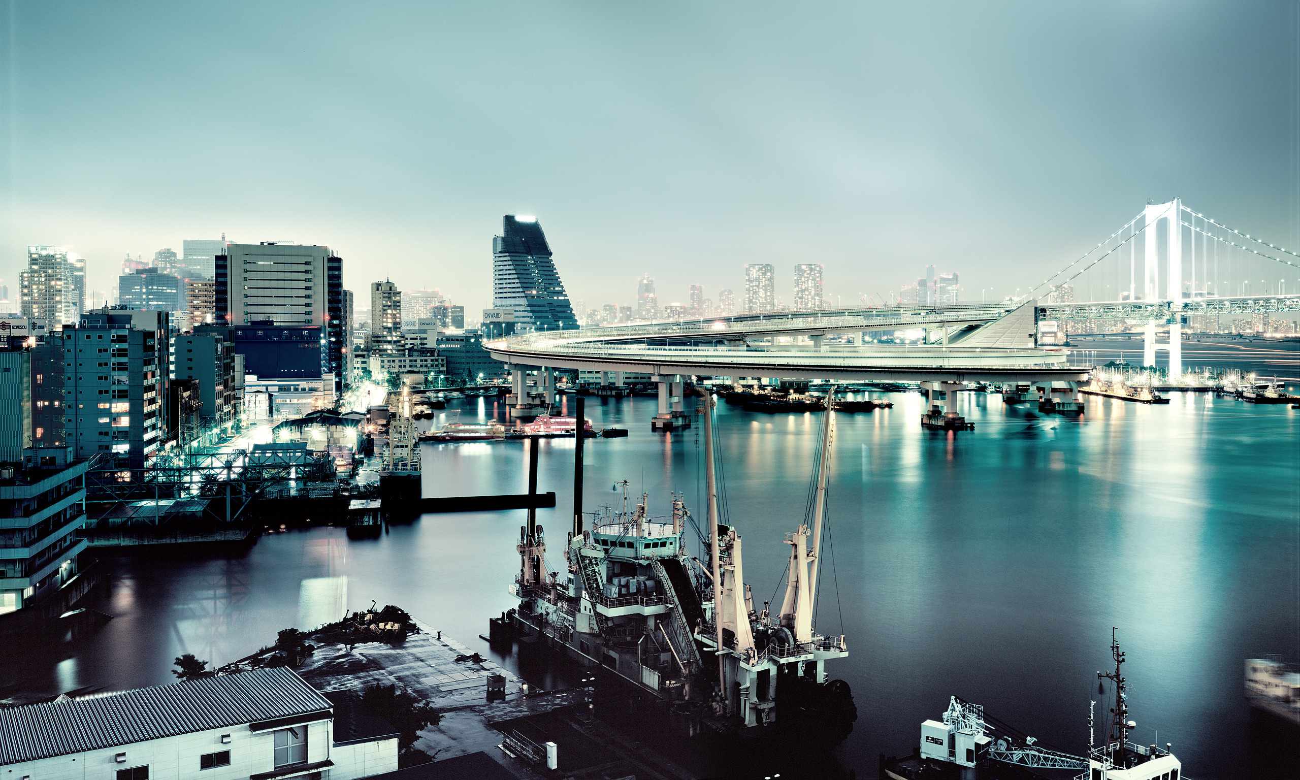 Обои япония, токио, радужный мост, japan, tokyo, rainbow bridge разрешение 2560x1536 Загрузить