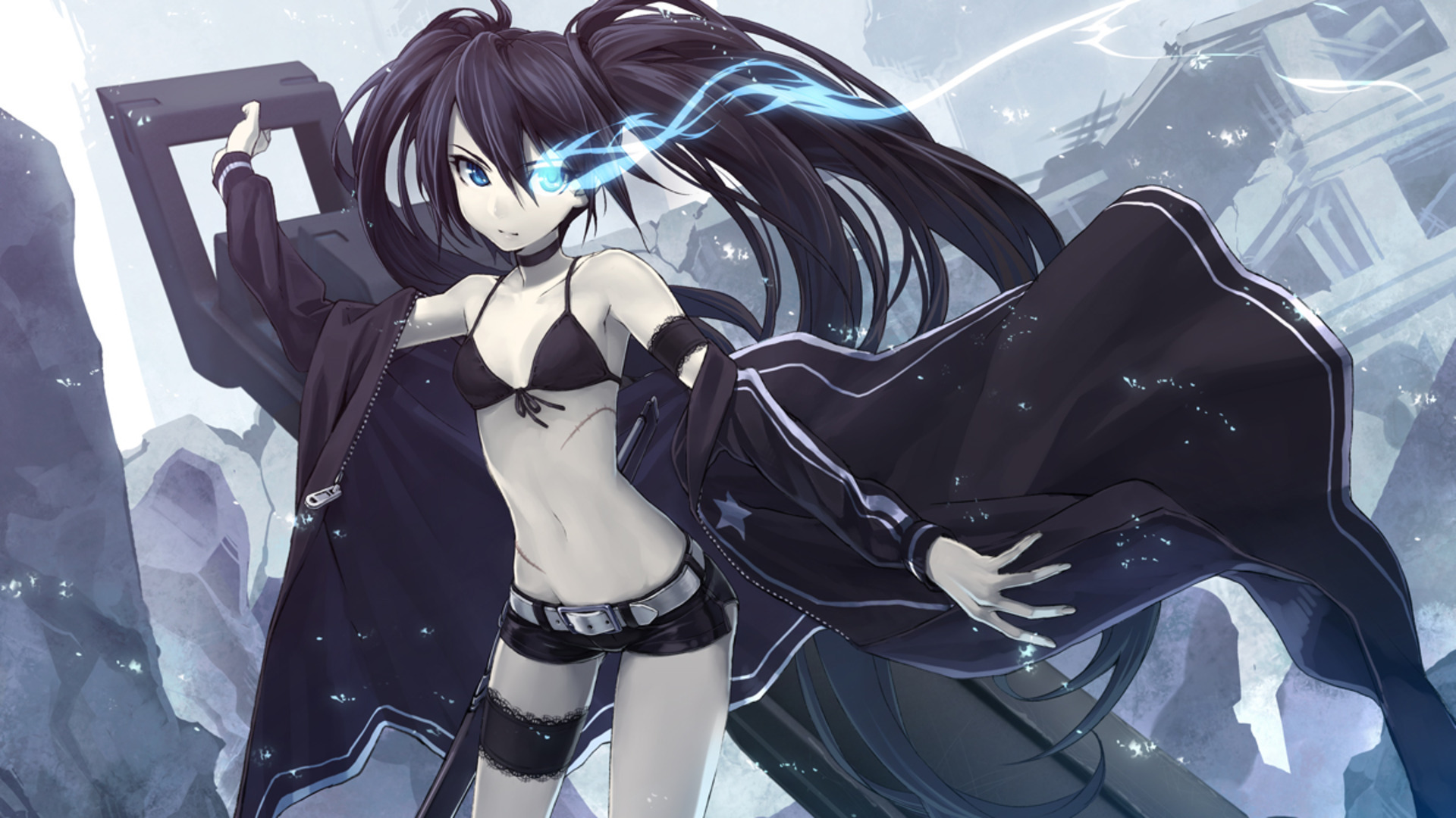 Обои аниме, black rock shooter, kartinka, syuzhet, yepizod, рисоунок, anime, risunok разрешение 1920x1080 Загрузить