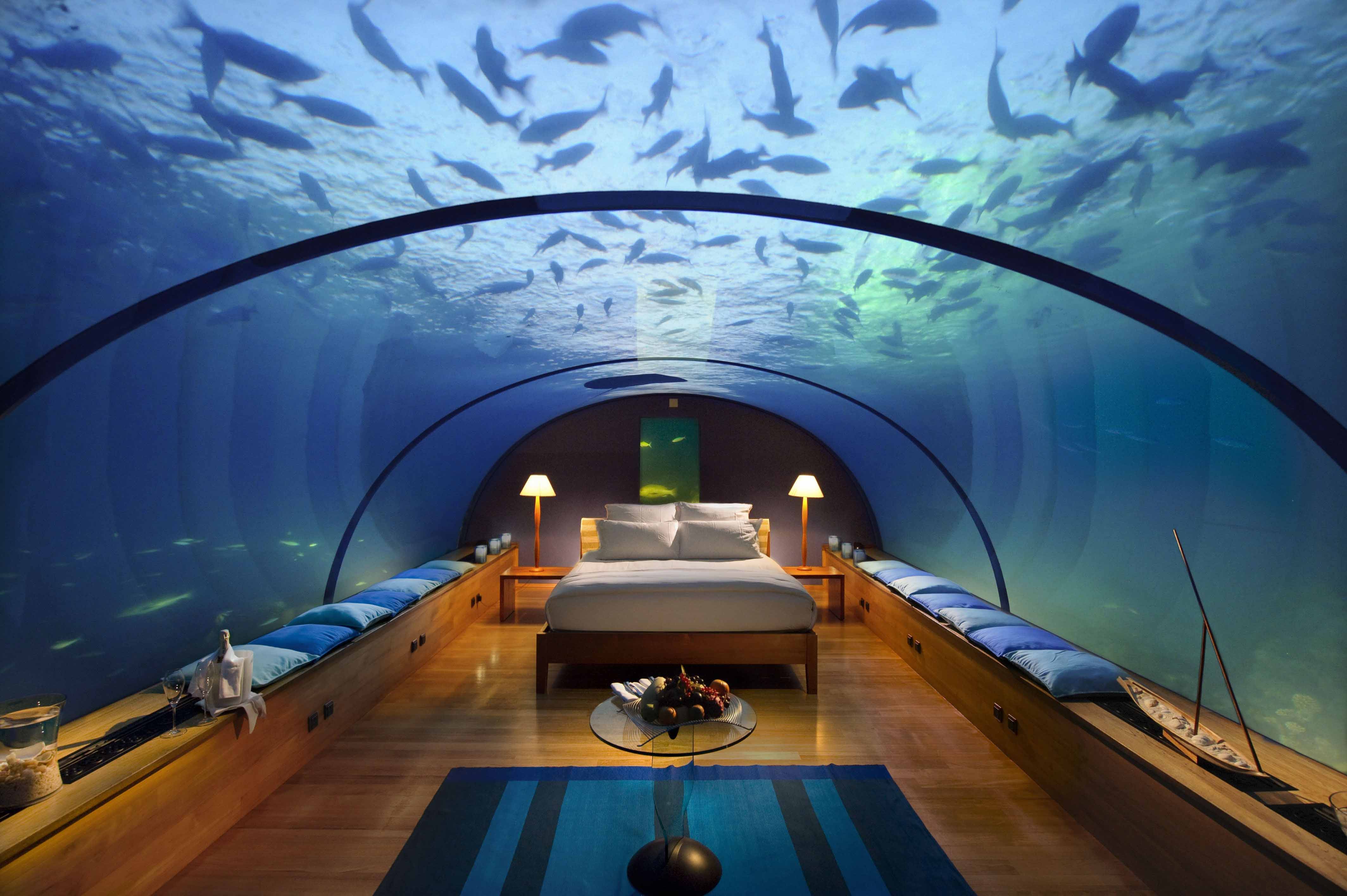 3 внутренних океана. Подводный отель - Poseidon Undersea Resort на Фиджи.. Conrad Maldives Rangali Island. Conrad Maldives Rangali Island 5*. Poseidon Undersea Resort Фиджи ресторан.